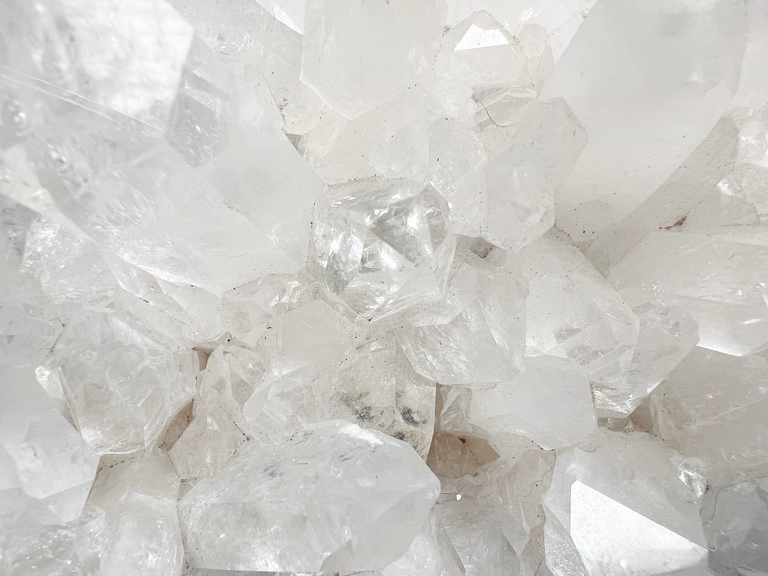 close up of a clear quartz cluster