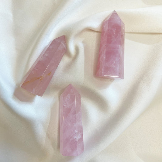 This listing is for one (1) Madagascar Rose Quartz Tower.  Rose Quartz purifies and opens the heart at all levels to promote love, self-love, friendship, deep inner healing and feelings of peace. Calming and reassuring, it helps to comfort in times of grief.